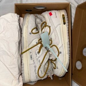 Off-White Cream and Tan High-Top Sneakers